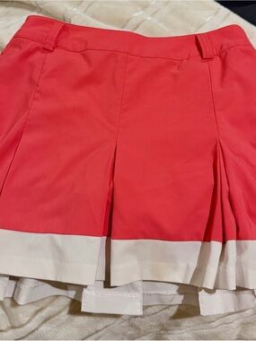 Puma Coral Pink Pleated Tennis Skort with White Trim